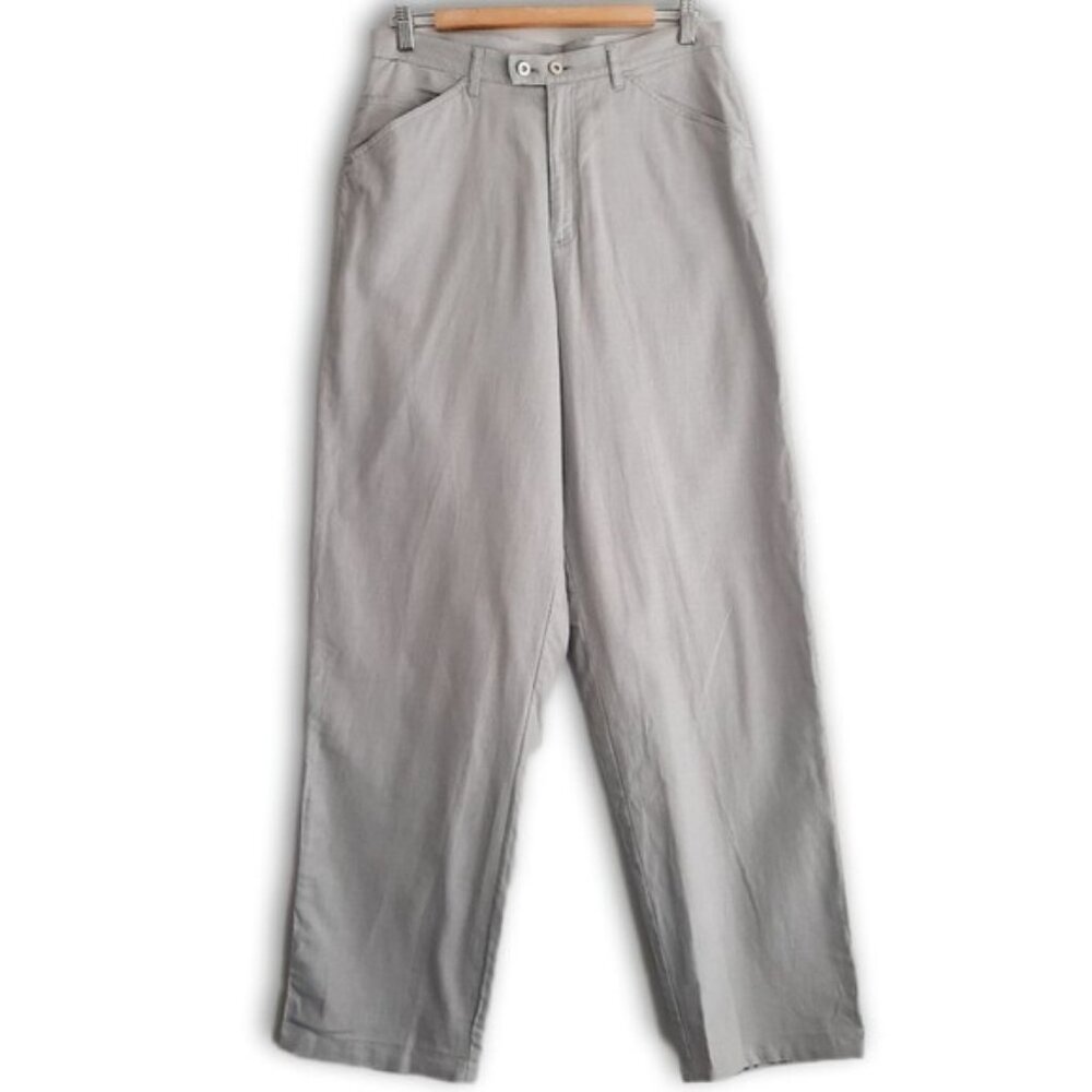 JESSICA / Linen Cotton Blend High Waist Trouser Dress Pants Light Gray Sz 14